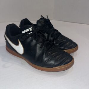 Nike Black Tiempo Rio 3 Gum Youth 4.5Y Indoor Turf Soccer Sneaker 819234-010